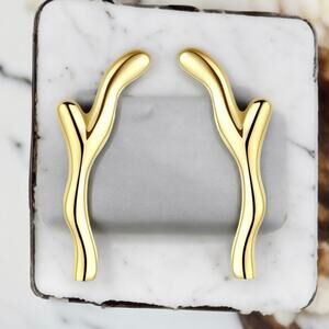 NEW 14K yellow gold pl over sterling silver twig nature earrings jewelry B16A